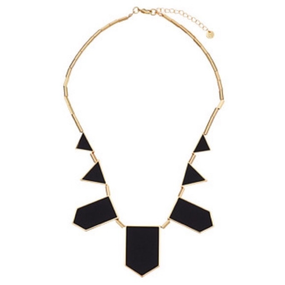 House of Harlow 1960 Black and Gold Stations Geometric Gold Bib Collar Necklace